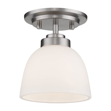 Z-Lite Ashton 1 Light Flush Mount, Brushed Nickel & Matte Opal 443F1-BN